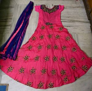 Beautiful Pink Ethnic Gown with Dupatta