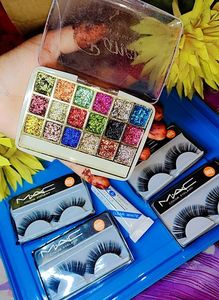 Glitter Eyeshadow Palette & False Lashes