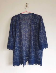 Crochet-Edged Buta Print Overlay