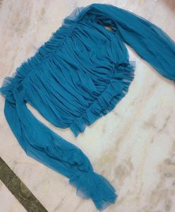 Blue Crop Top For Girl 30 Bust