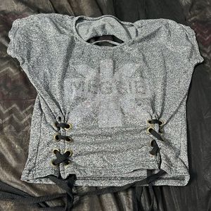 Stylish Grey Lace-Up T-Shirt