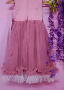 Girls Pink Tulle Dress with Flower Belt