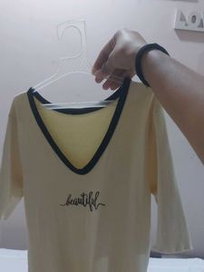 ribbed crop top with 'beautiful' print