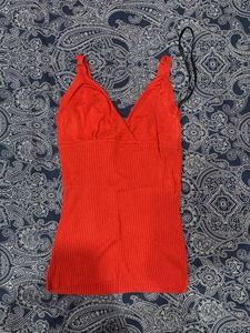 Bebe Red ribbed knit camisole