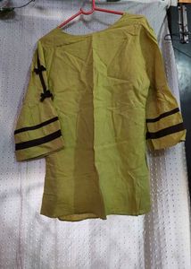 Elegant Yellow Kurta with Bow Sleeves