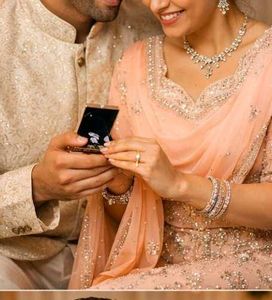 engagement Peach Lehenga Choli Set