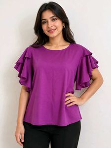 🔥BUY 1, GET 1 FREE🔥Purple Ruffle Sleeve Top