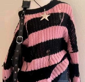 Pink &amp; Black Striped Sweater