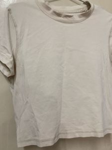 Basic Cream Cropped T-Shirt
