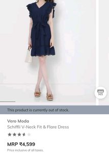 Vero Moda Navy Schiffli Fit & Flare Dress