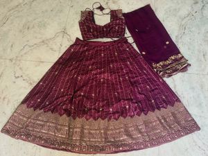 Maroon Embroidered Lehenga Choli Set