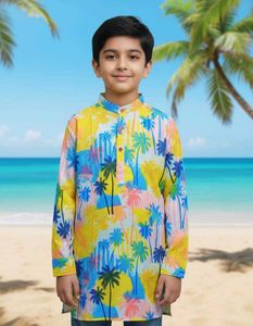 Colorful Palm Tree Print Kurta & Pajama