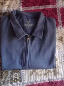 Men's Blue Zip Polo T-Shirt