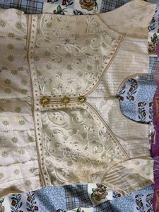 Elegant Cream &amp; Gold Anarkali