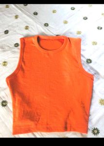 Vibrant Orange Sleeveless Crop Top
