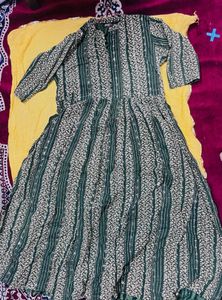 Elegant Green Printed Kurta Dress
