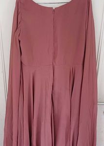 Flowing Dusty Rose Bell Sleeves Maternity Dress