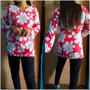 ❤️Floral Print Long Sleeve Short Kurti❤️