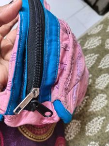 Quilted Pink Stripe Pouch