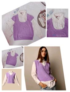 Lavender Knit Vest with White Shirt