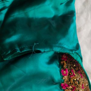 Silk Patiala Suit With Neck Embellished And Net Du