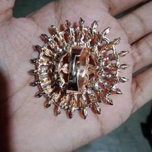 Big golden sunflower cocktail Ring