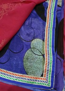 Embroidered Red Silk Saree