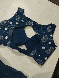 Blue Saree with Designer Blouse