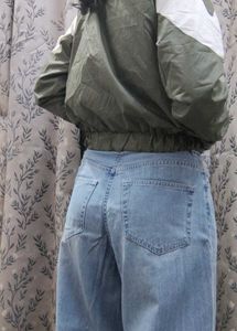Stylish Green and White Windbreaker Jacket