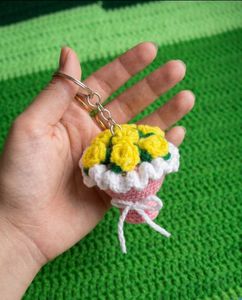 Crochet Flower Bouquet Keychain