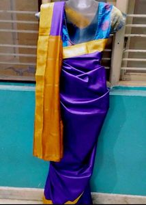 Vibrant Purple &amp; Gold Silk Saree