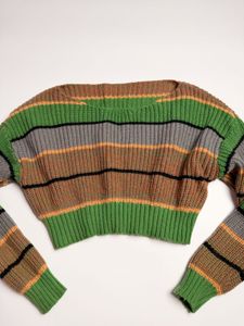 Striped Cropped Knit Sweater