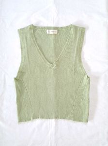 Light Green V-Neck Knit Vest Top