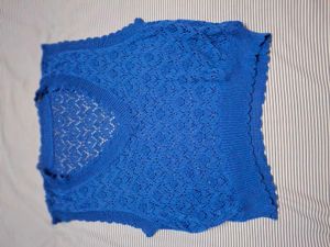 Blue Crochet Knit Top