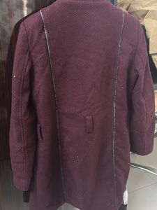 Stylish Maroon Wool Blend Coat