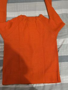 Vibrant Orange Zipper Detail Sweater