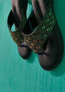 Women Comfy Black Embellished Flats UK 5