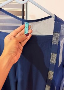 Navy Blue Kurta Set with Sheer Overlay