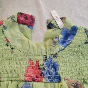 Trendy Ruffle Floral Chiffon Top