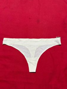 Cream Ribbed Thong Panty