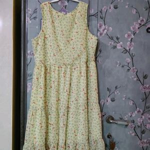 Yellow Floral Button-Up Midi Dress