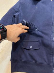 Zara Navy Blue Moto Jacket | Winter Wear |Chest 40