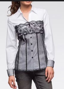 Elegant Lace Detail Button-Down Shirt