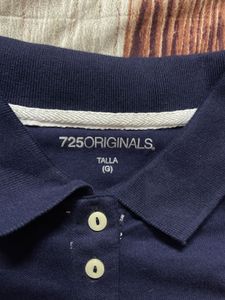 Navy Blue Polo Shirt with Butterfly Print