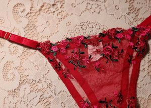 Stunning Red Floral Lace Thong