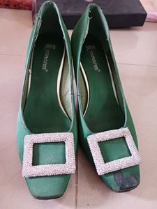Elegant Green Embellished Heels