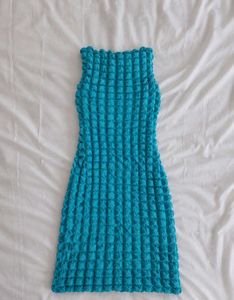 Urbanic Teal Textured Sleeveless Bodycon Dress