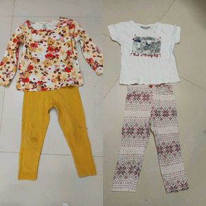 2 Kids Outfits - Tops & Leggings Set