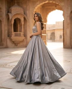 Shiny Silver Ethnic Skirt