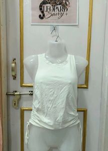 White Ruched Side Tank Top